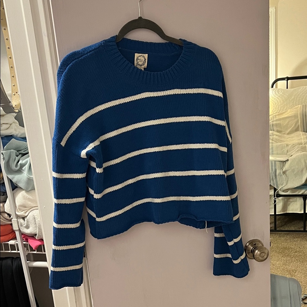 Blue and White Striped Sweater size small